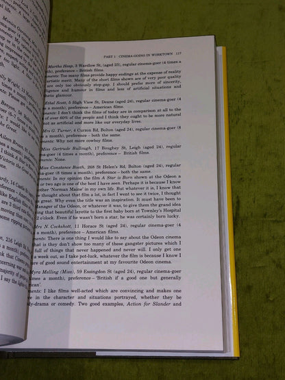 Mass Observation at the Movies (1987) J Richards & D Sheridan Hb Book5