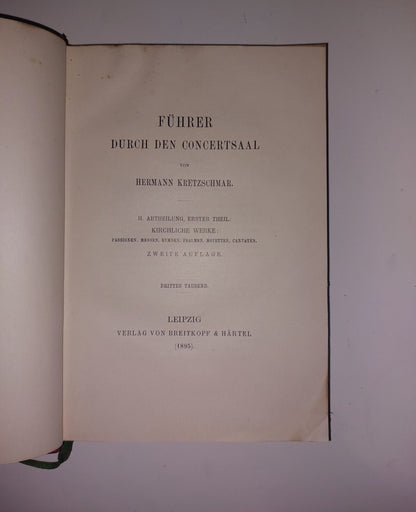 Antiquarian Books, Fuhrer Durch Den Concertsaal By Hermann Kretzschmar (1899)9