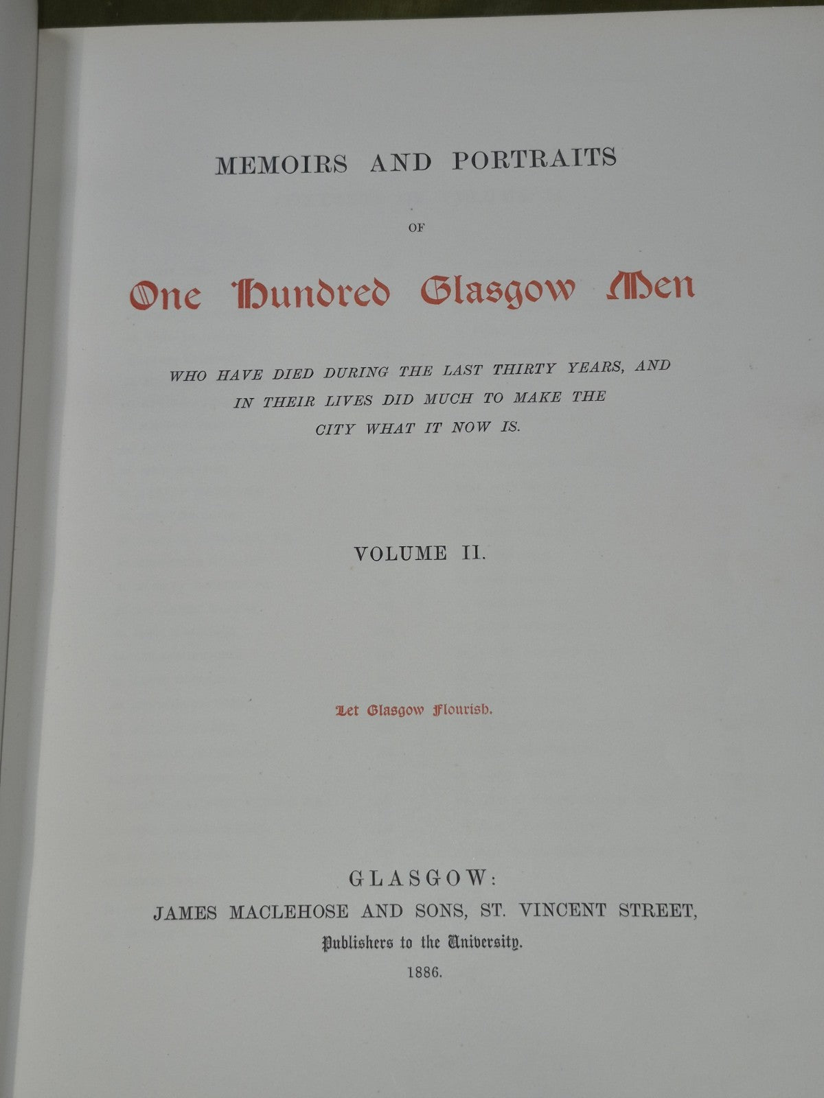 Memoirs and Portraits of One Hundred Glasgow Men ltd ed 1886 James Maclehose7
