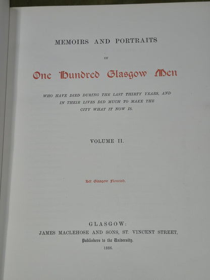 Memoirs and Portraits of One Hundred Glasgow Men ltd ed 1886 James Maclehose7