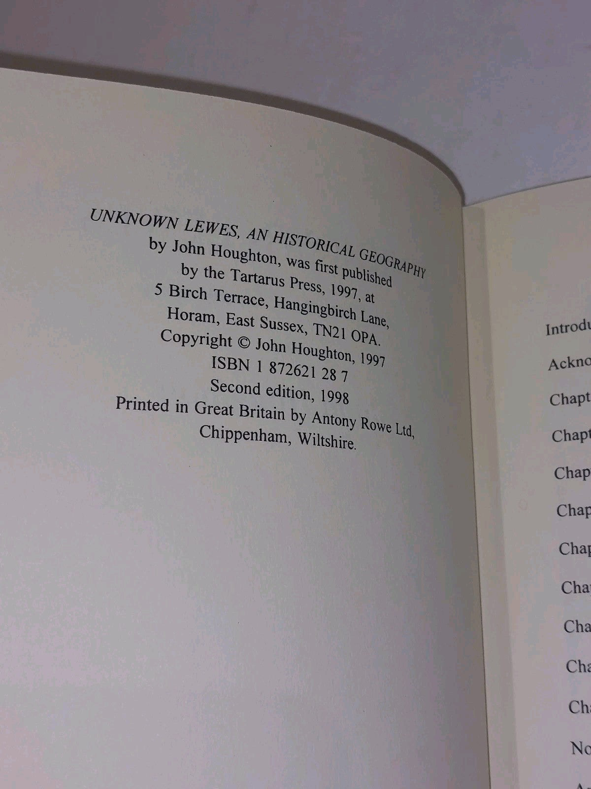 Unknown Lewes : An Historical Geography By John Houghton (1998) 2nd Ed Hb Book4