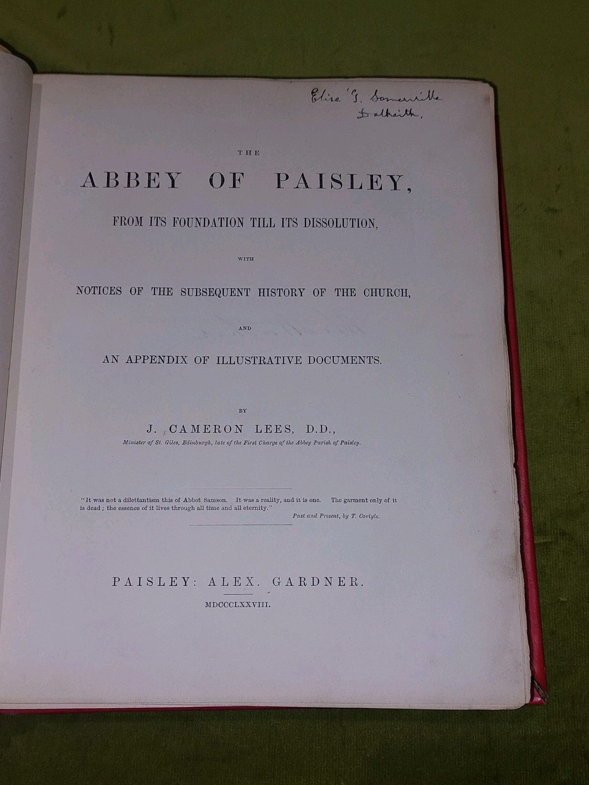 Abbey Of Paisley From Its Foundation By J. Cameron Lees [Alexander Gardner] 18786