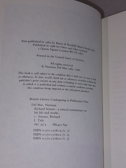 Rochard Strauss: A Critical Commentary.. Norman Del Mar (1986) [3 Vols Set] Pb7
