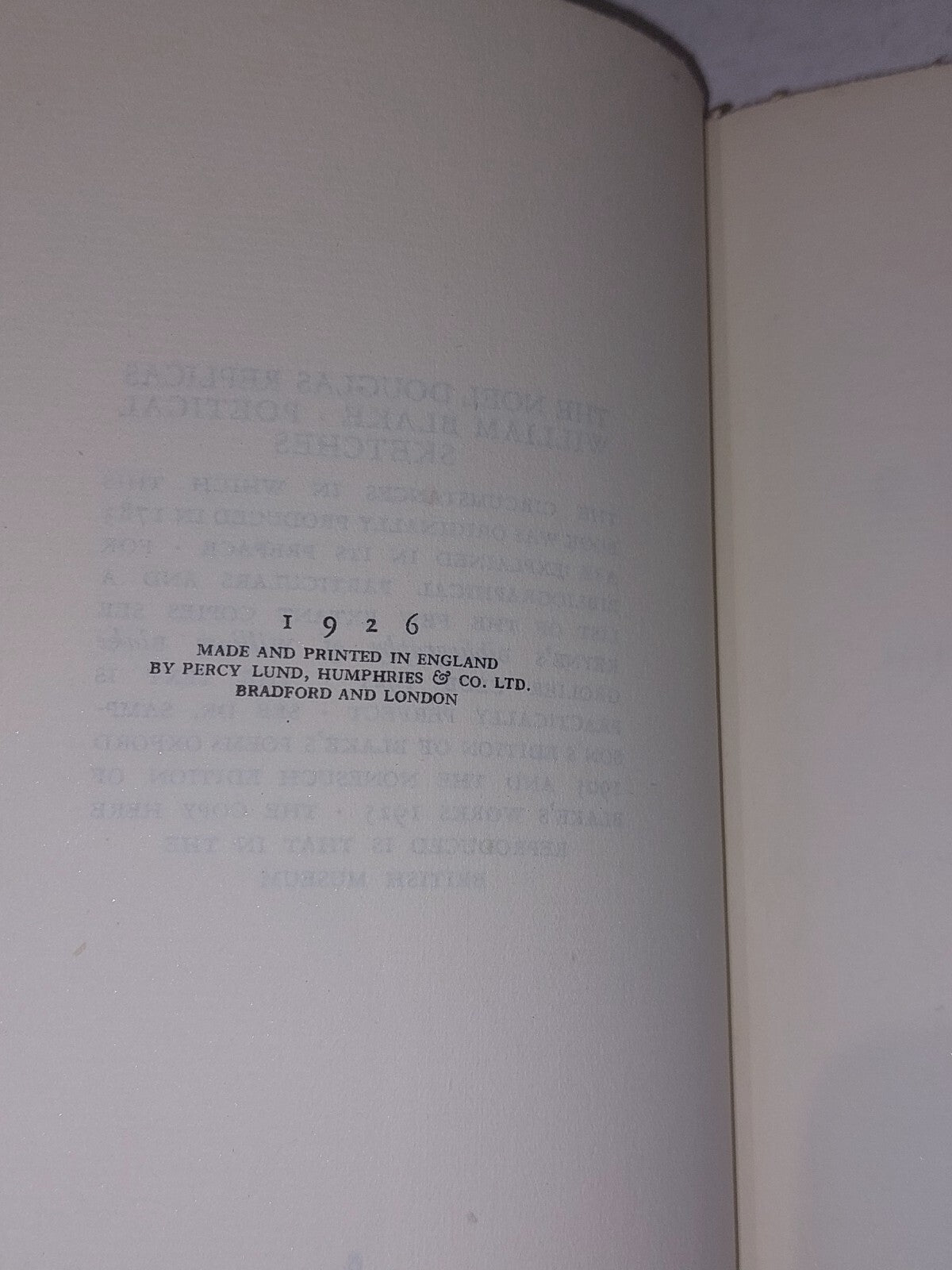 1926 Poetical Sketches By William Blake Noel Douglas Facsimile of the 1783 Ed4