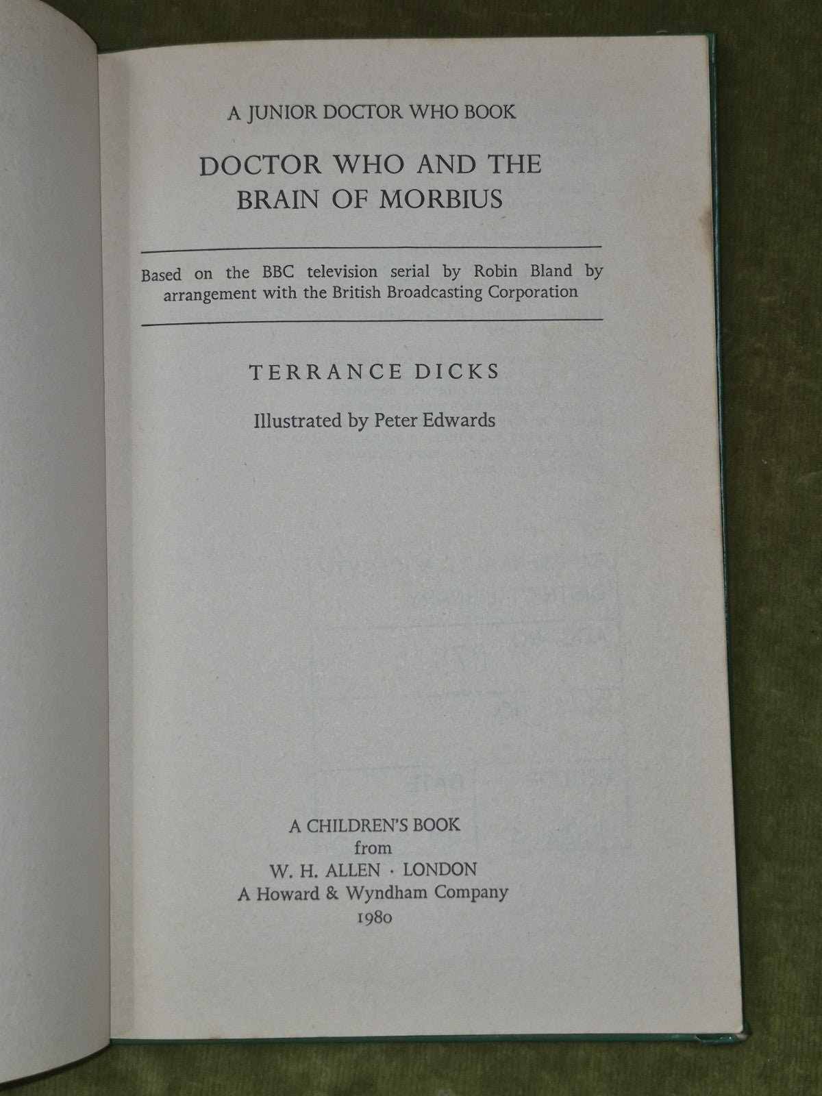 Junior Doctor Who And The Brain of Morbius Hardback Book WH Allen Ex Library5