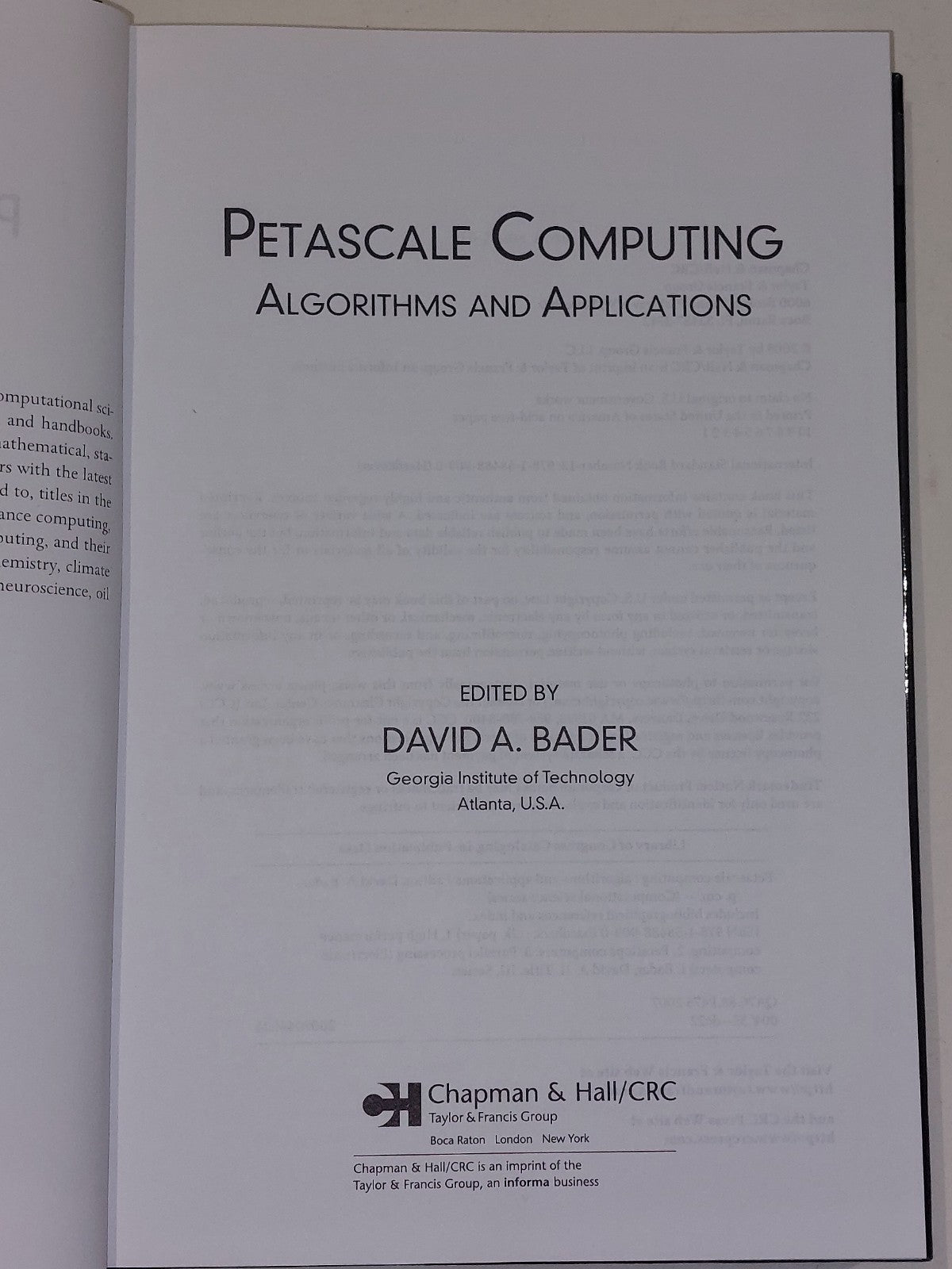 Petascale Computing : Algorithms and Application  David Bader (2008) Hb Book4