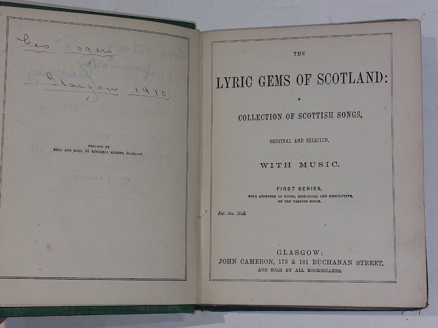 Lyric Gems of Scotland - Collection of Scottish Songs First Series. John Cameron5