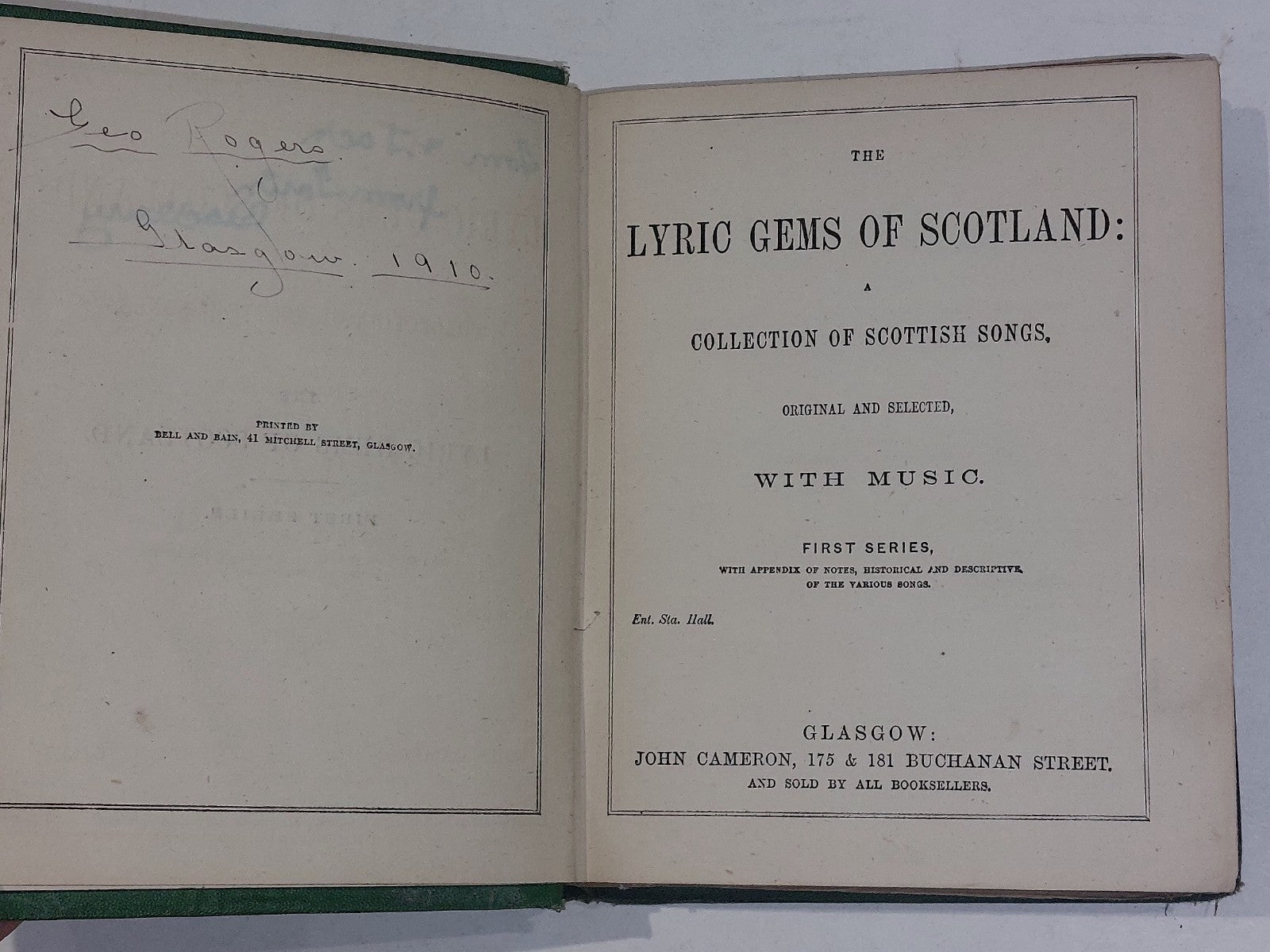 Lyric Gems of Scotland - Collection of Scottish Songs First Series. John Cameron5