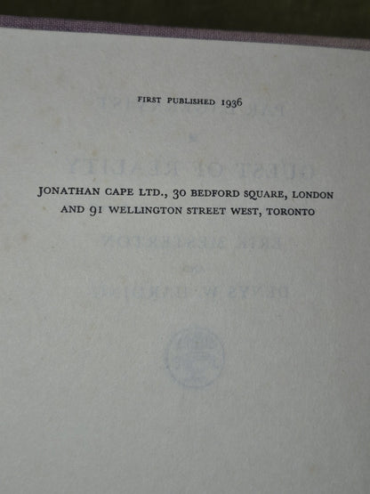 Guest of Reality First Edition Erik Mesterton Jonathan Cape 19366