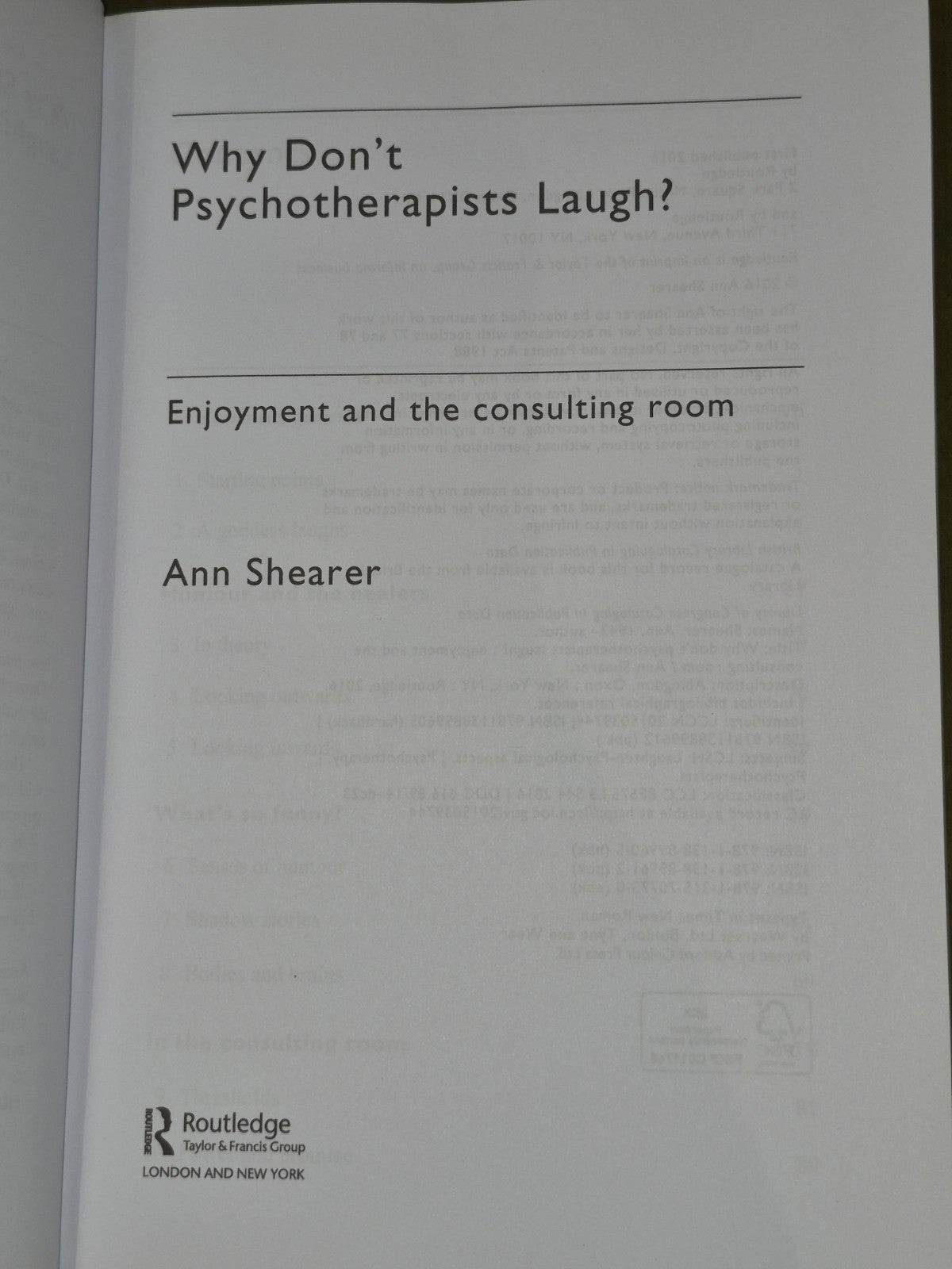 Why Don't Psychotherapists Laugh? Ann Shearer3