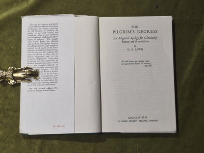 The Pilgrim's Regress C S Lewis Geoffrey Bles NEW & REVISED EDITION 1944 Reprint5