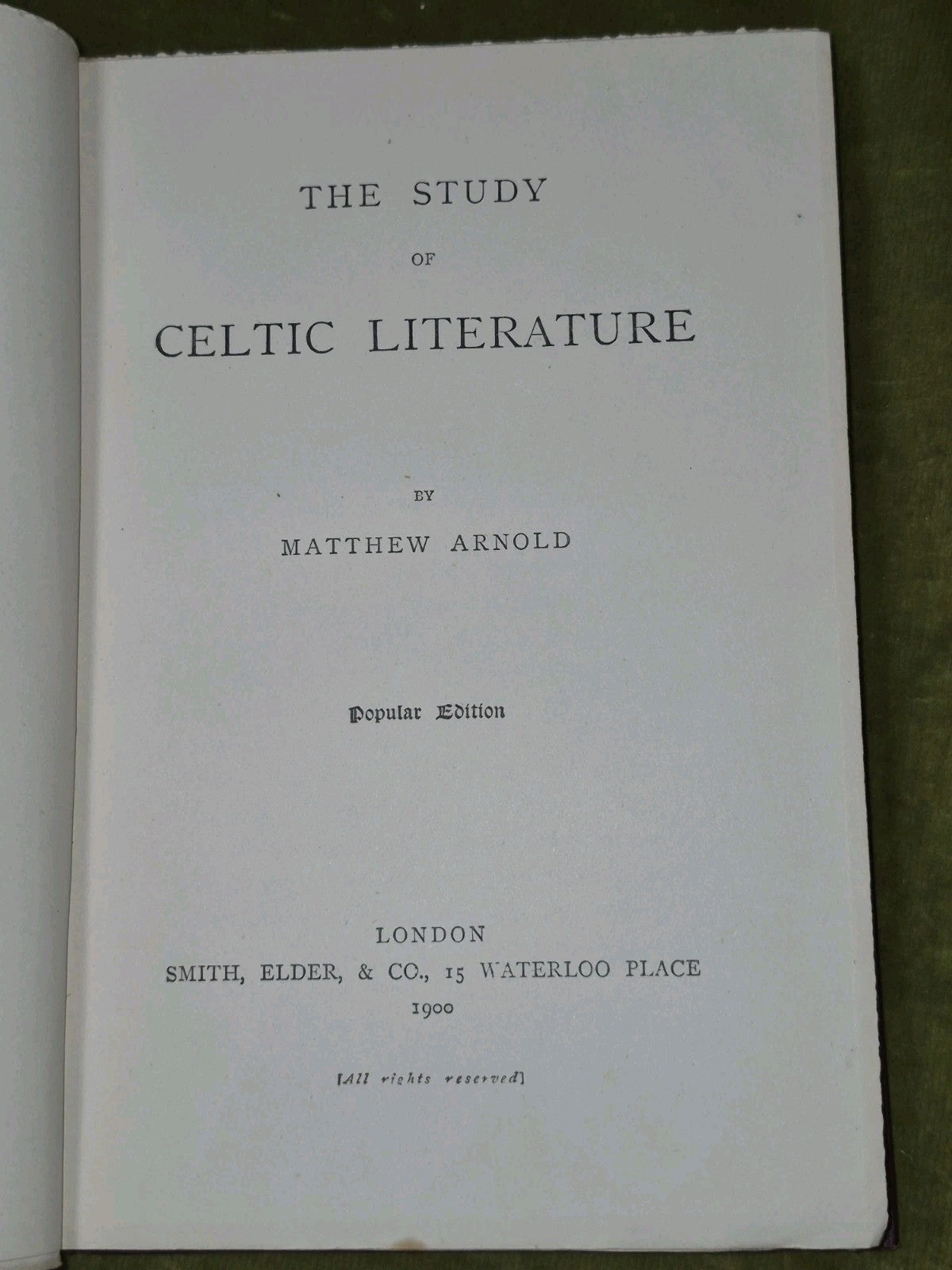 The Study of Celtic Literature 1900 Matthew Arnold London Smith Elder3
