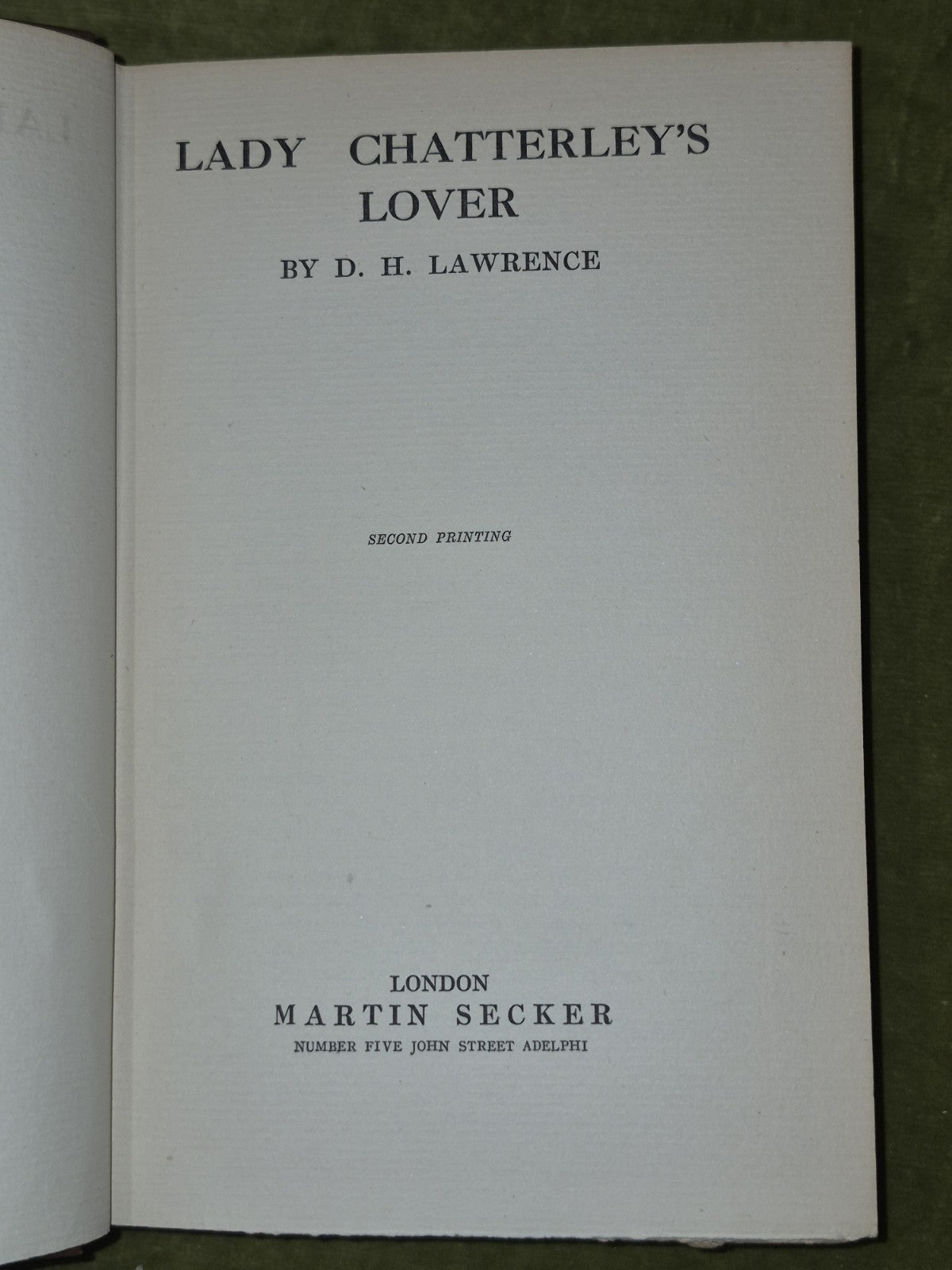Lady Chatterley's Lover 1932 Second Printing British Authorized British Edition4