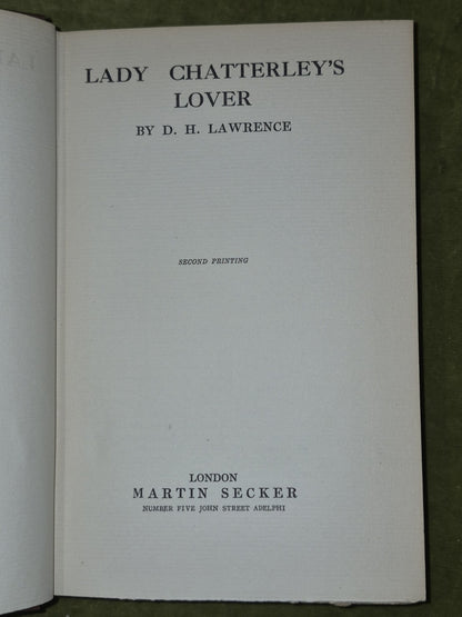 Lady Chatterley's Lover 1932 Second Printing British Authorized British Edition4