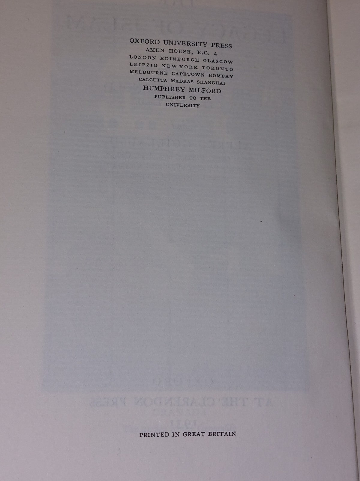 Arnold & Guillaume    The Legacy of Islam   (1931 1st ed)3