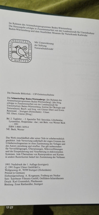 Die Schmetterlinge Baden-Wurttembergs Band 2 20013