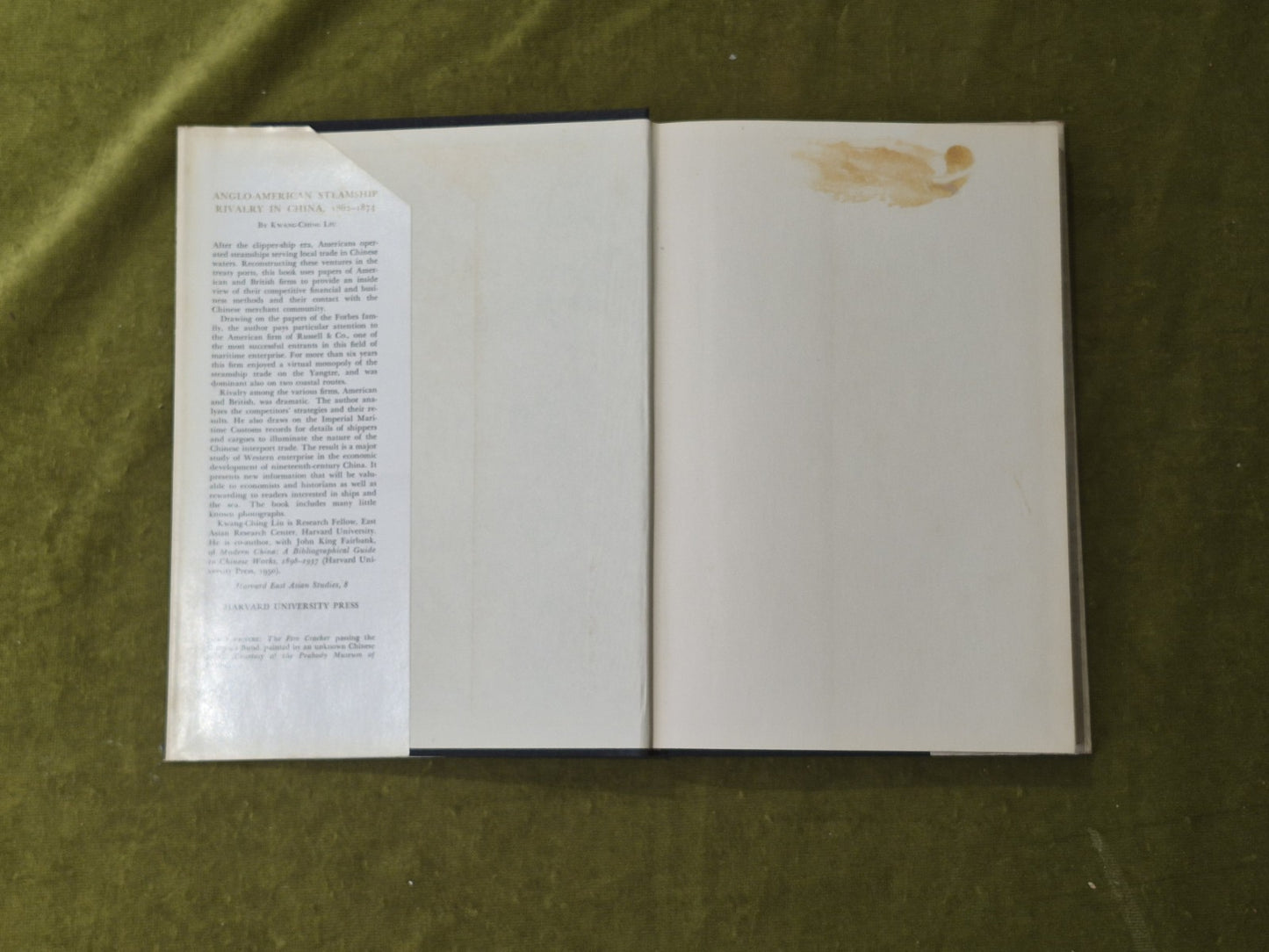 Anglo-american Steamship Rivalry in China 1862-1874 - Kwang-Ching Liu , 1962 1st3