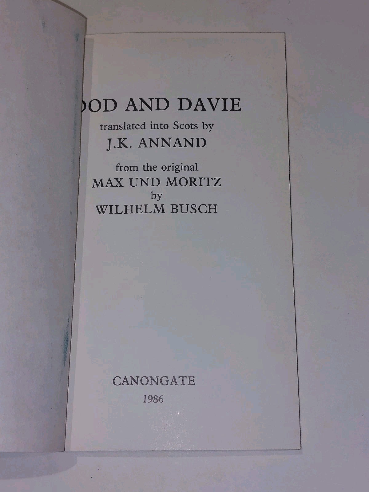 Dod And Davie From Max Und Moritz By Wilhelm Busch (1986) Pb Book2