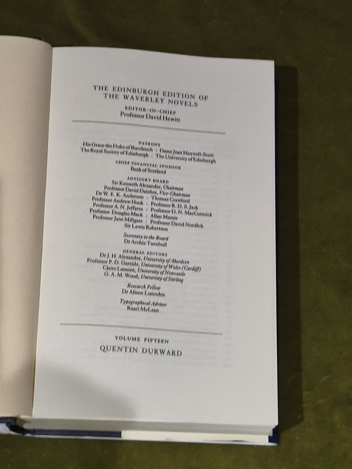 Quentin Durward Sir Walter Scott 2001 Edinburgh Edition of Waverley hardback DJ3