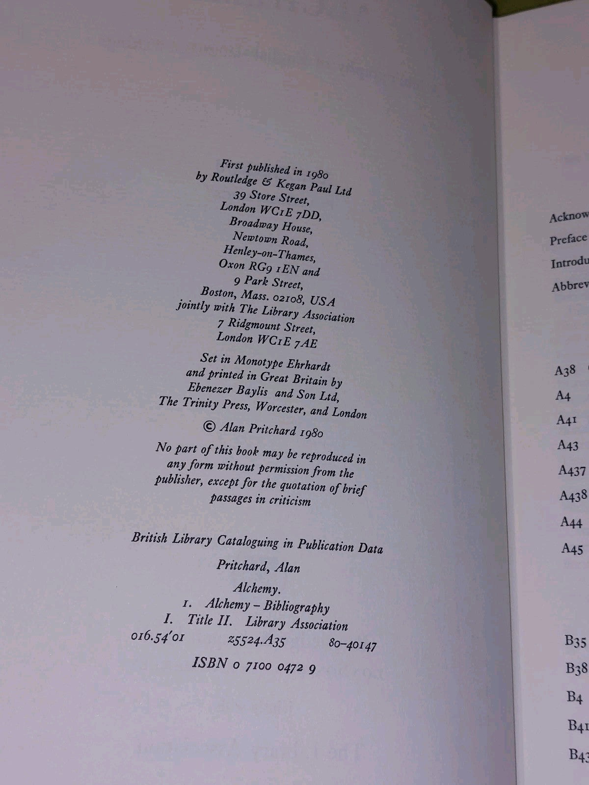 Alchemy : a Bibliography of English-Language Writings - Alan Pritchard 1980 Hb4