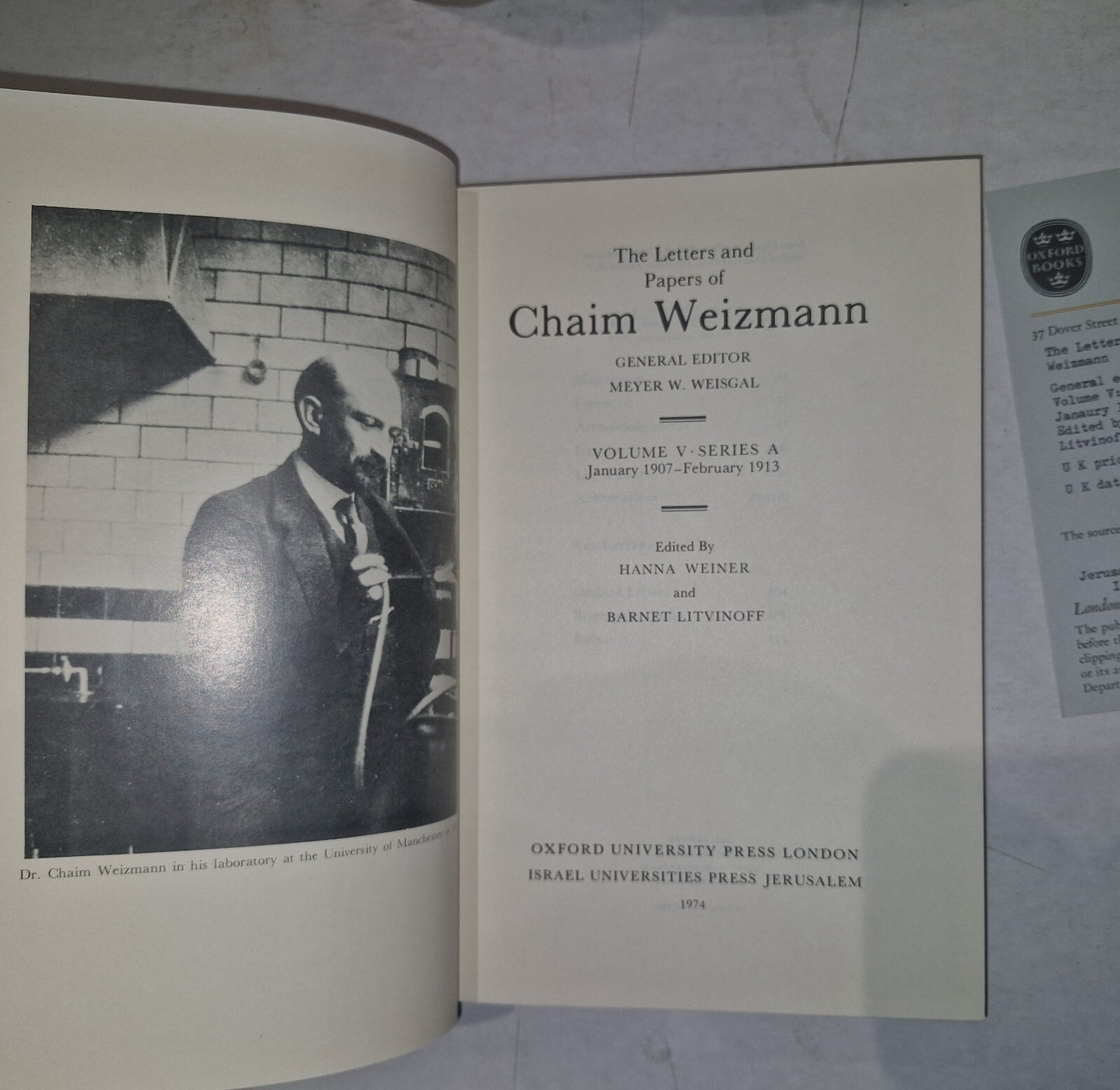 LETTERS AND PAPERS OF CHAIM WEIZMANN VOLUMES 1,3,4,5,6,7 Will Split.12