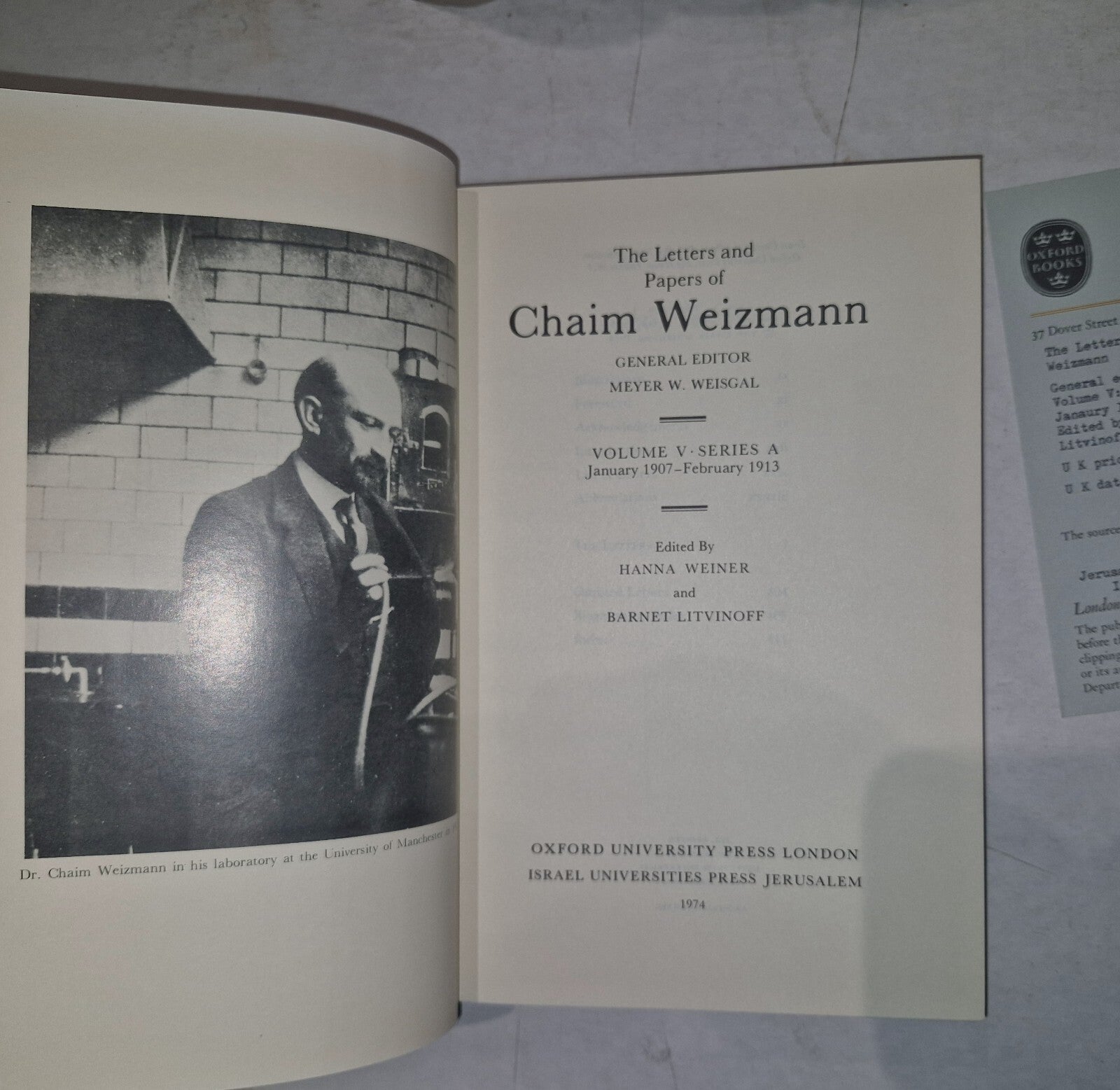 LETTERS AND PAPERS OF CHAIM WEIZMANN VOLUMES 1,3,4,5,6,7 Will Split.12
