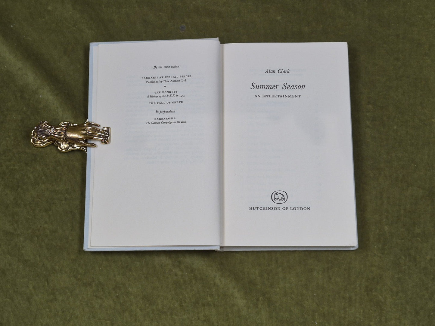 Summer Season : An Entertainment - Alan Clark , Hutchinson of London 1963 1st HB3