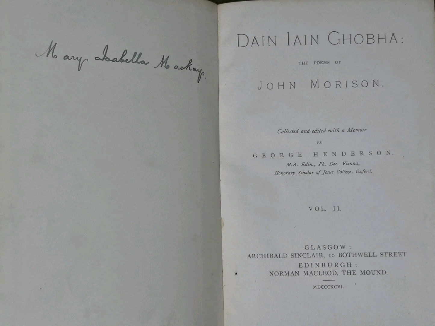 Dain Iain Ghobha Poems of John Morison Complete Set 1896 Second Edition9