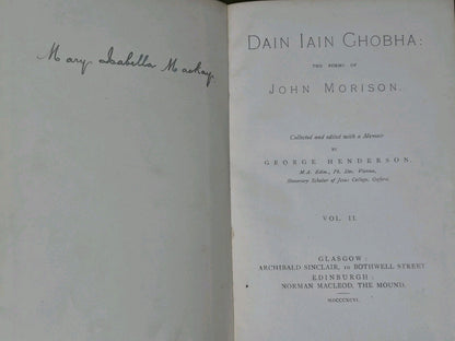 Dain Iain Ghobha Poems of John Morison Complete Set 1896 Second Edition9