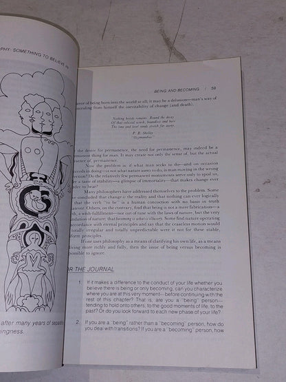 PHILOSOPHY Something to Believe In By Richard Paul Janaro, First Edition, 19753