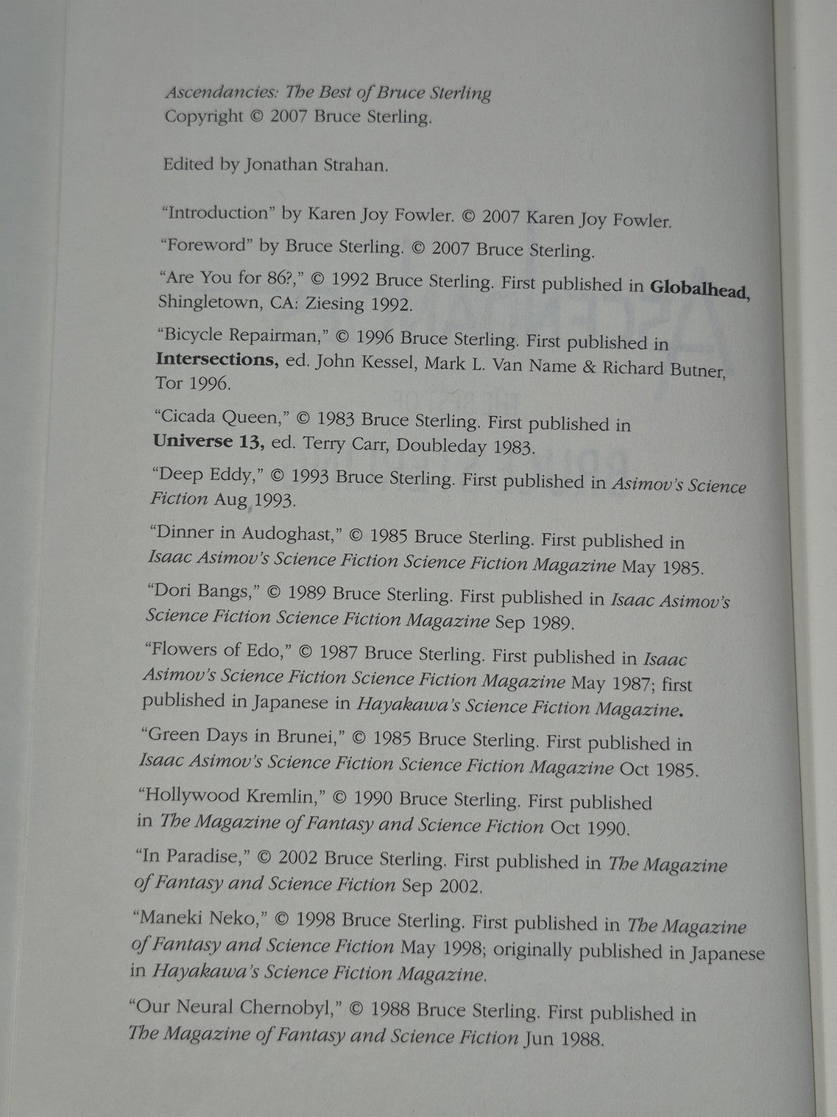 Ascendancies the Best of Bruce Sterling 2007 Jonathan Strahan4