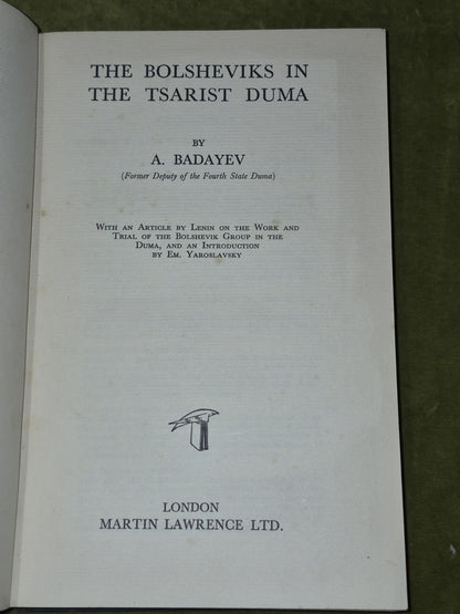 The Bolsheviks in the Tsarist DUMA (1929 First Edition) A. Dadayev Lenin5