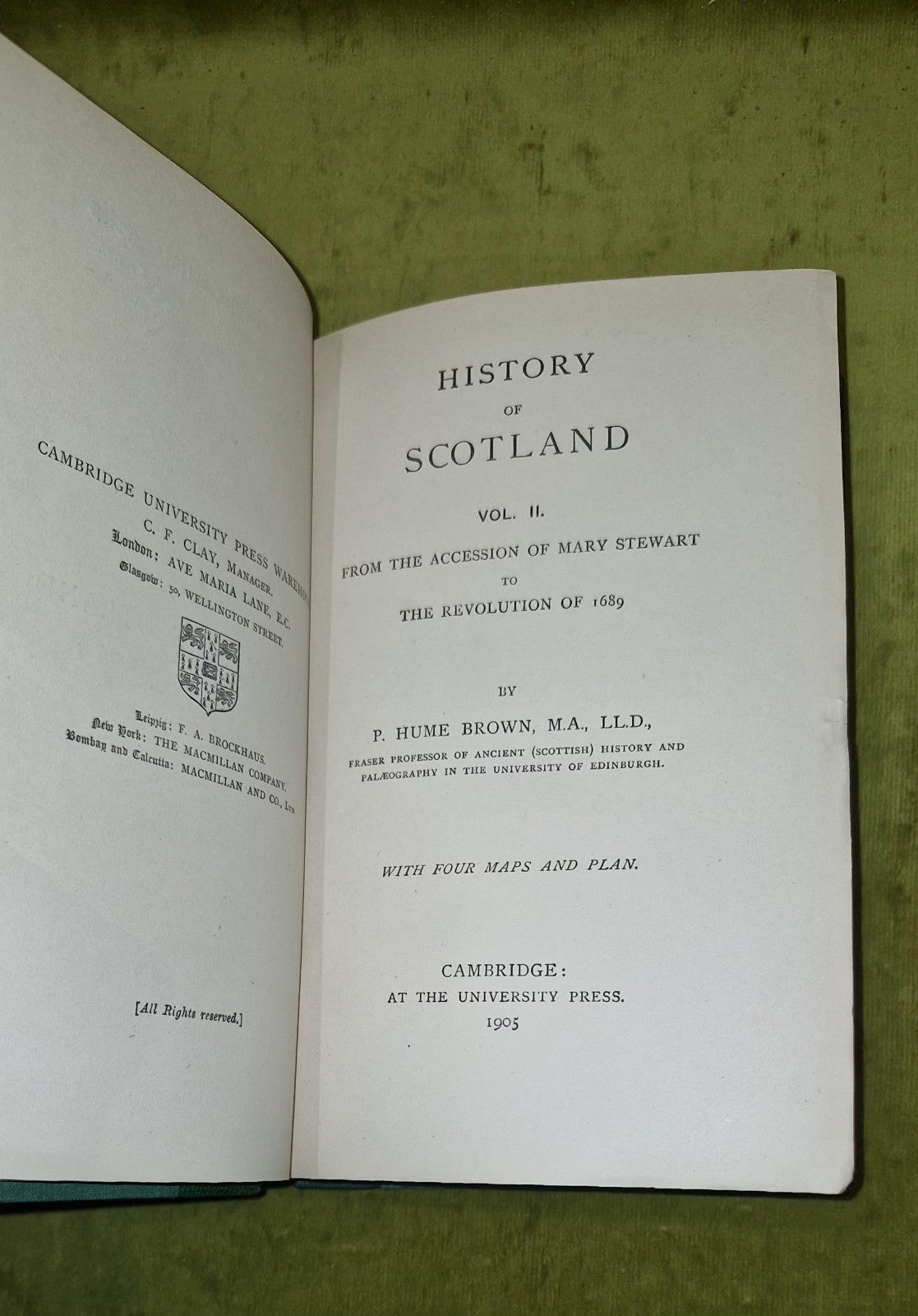 Hume Brown - History of Scotland  3 Vols - Cambridge University Press 1905-19096