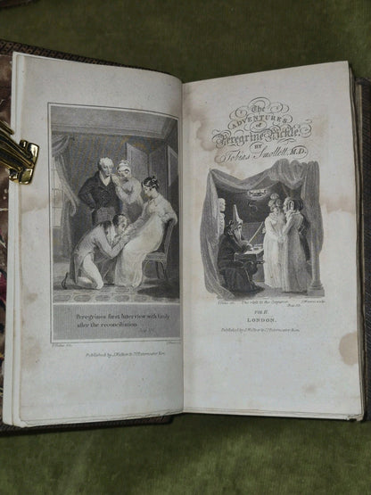 T Smollett Peregrine Pickle Humphry Clinker Roderick Random 1815 Set Leather8