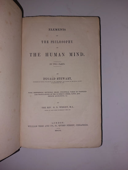 Antiquarian Edition Of Philosophy Of The Mind By Dugald Stewart (1850) Book2
