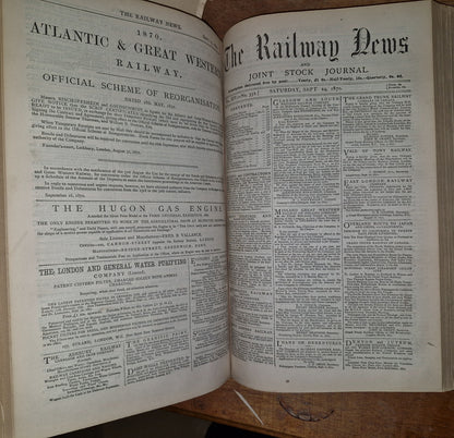 The Railway News For Year 1870 Large Leatherbound Summary Of Statistics & News 14