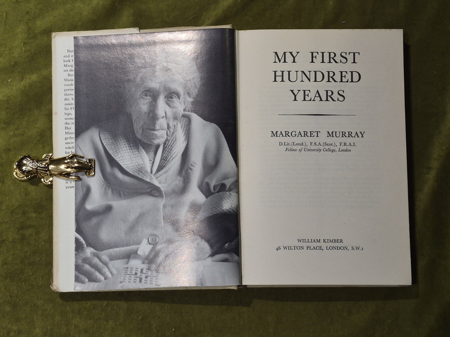 My First Hundred Years - Margaret Murray - Kimber 1963 2nd HB DJ5