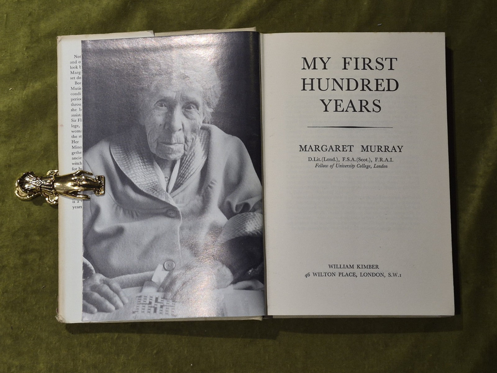 My First Hundred Years - Margaret Murray - Kimber 1963 2nd HB DJ5