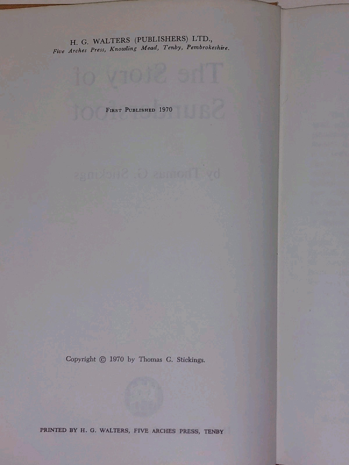 The story of Saundersfoot by Thomas G. Stickings 1970 1st Ed6