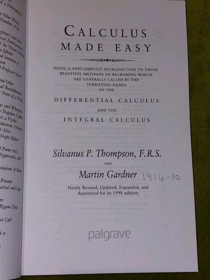 Calculus Made Easy by Silvanus P Thompson (1998)2