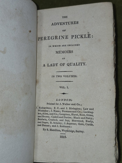 T Smollett Peregrine Pickle Humphry Clinker Roderick Random 1815 Set Leather7