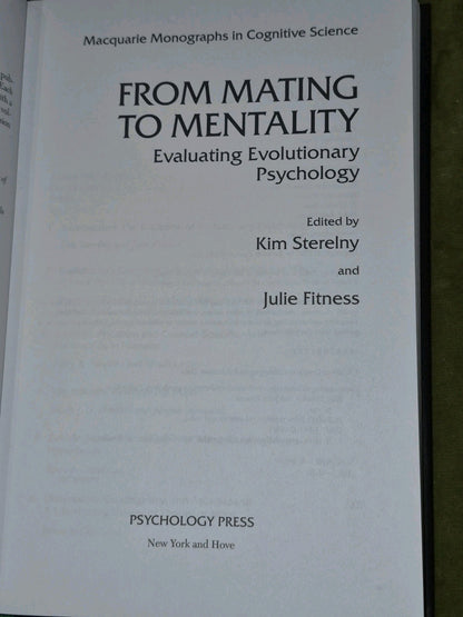 Kim Sterelny / From Mating to Mentality Evaluating Evolutionary Psychology 1st4