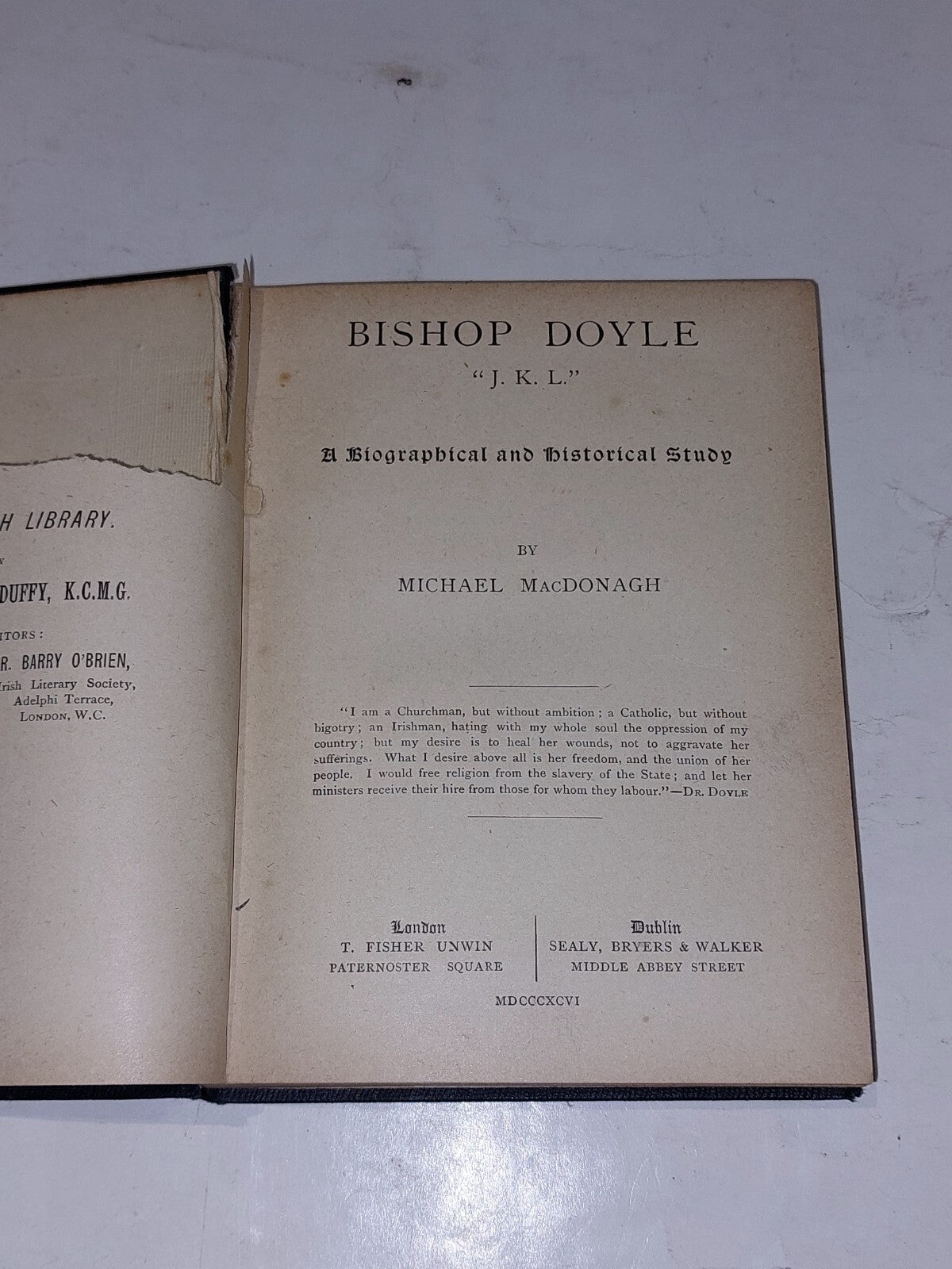 Bishop Doyle "J.K.L" biographical & Historical Study Macdonagh (1896) Book3