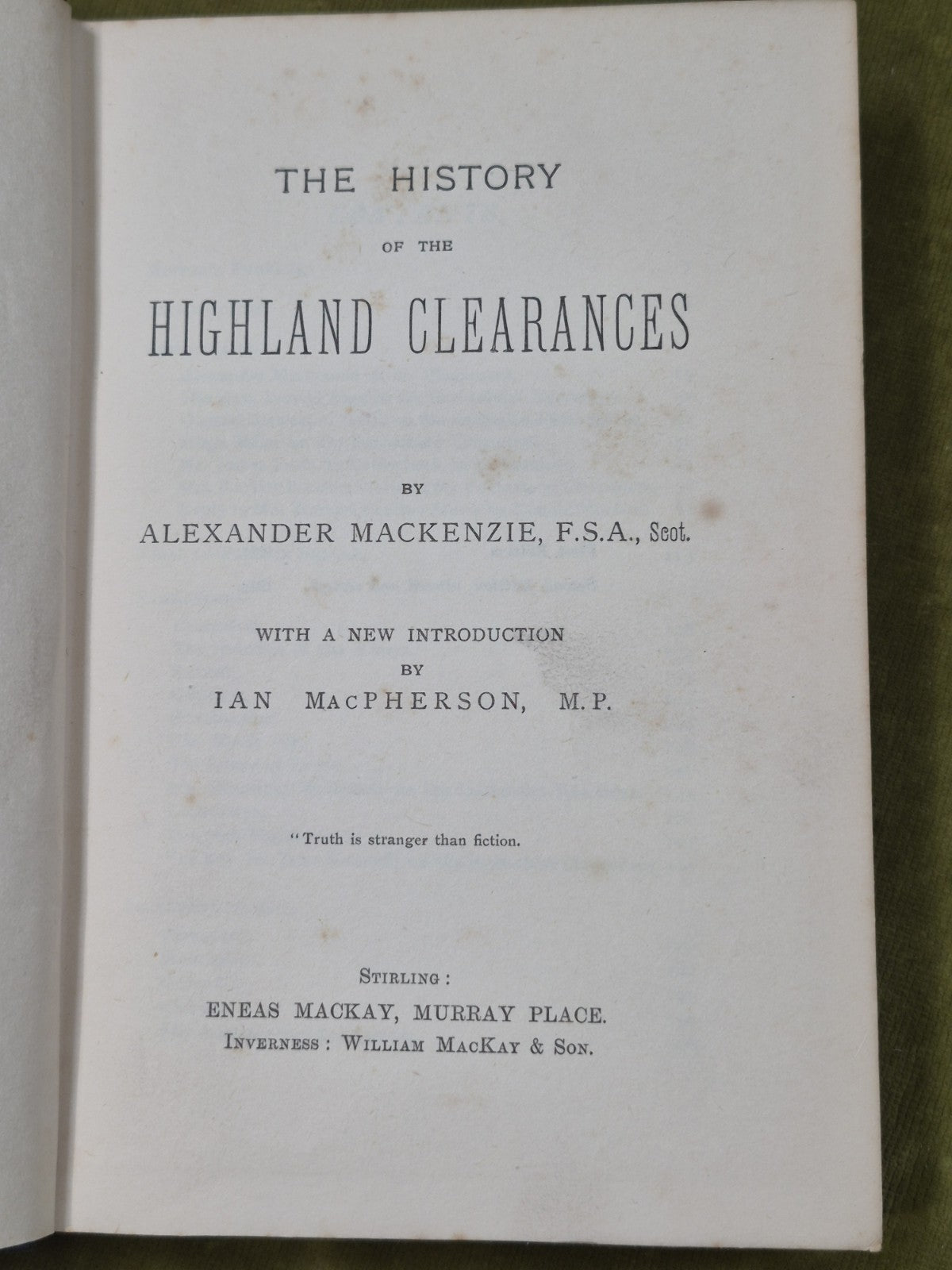 The Highland Clearances Alex MacKenzie 1914 Eneas Mackay Second Edition4