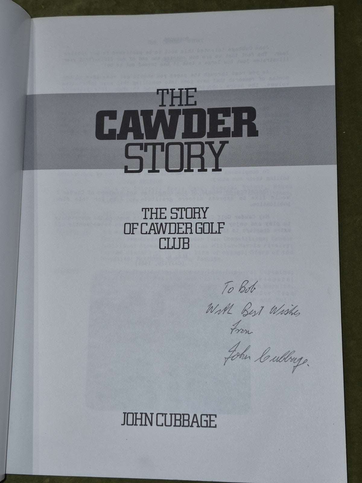 The Cawder Story: Cawder Golf Club John Cubbage SIGNED3
