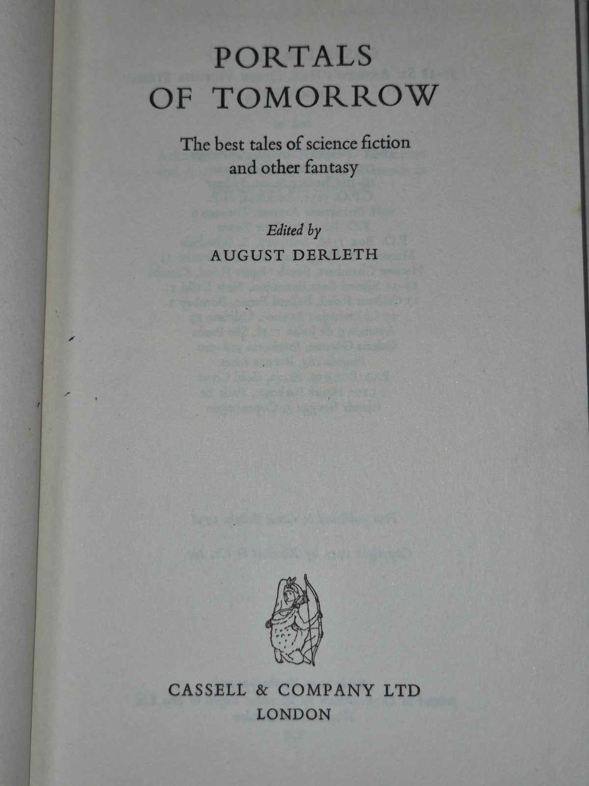 Portals of Tomorrow August Derleth UK First Edition Cassell & Company 19563
