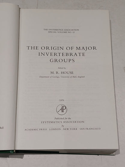 Origin of Major Invertebrate Groups By House, M. R. (1979) Hb Book4
