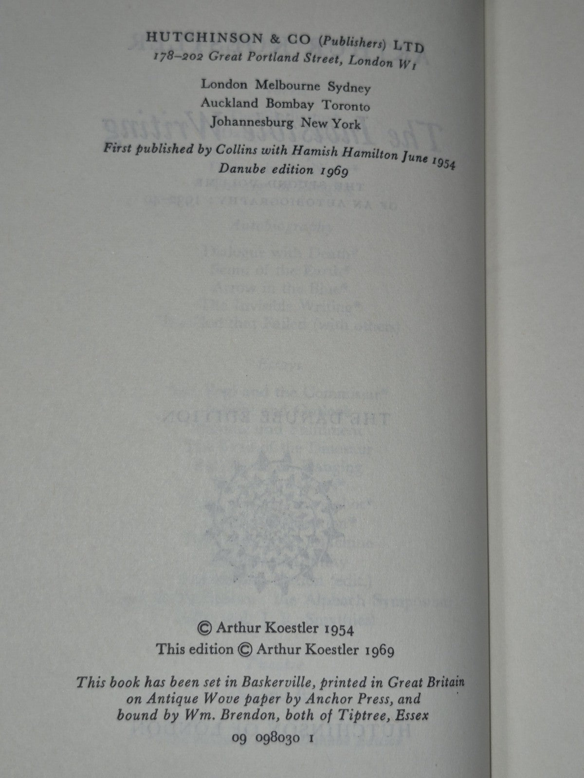 The Invisible Writing Arthur Koestler Danube Edition Second Volume Hardback5