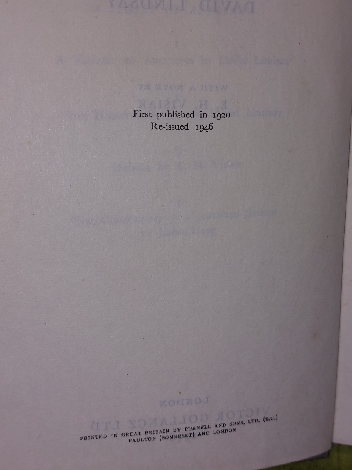 A VOYAGE TO ARCTURUS By DAVID LINDSAY (1946) Second Edition5