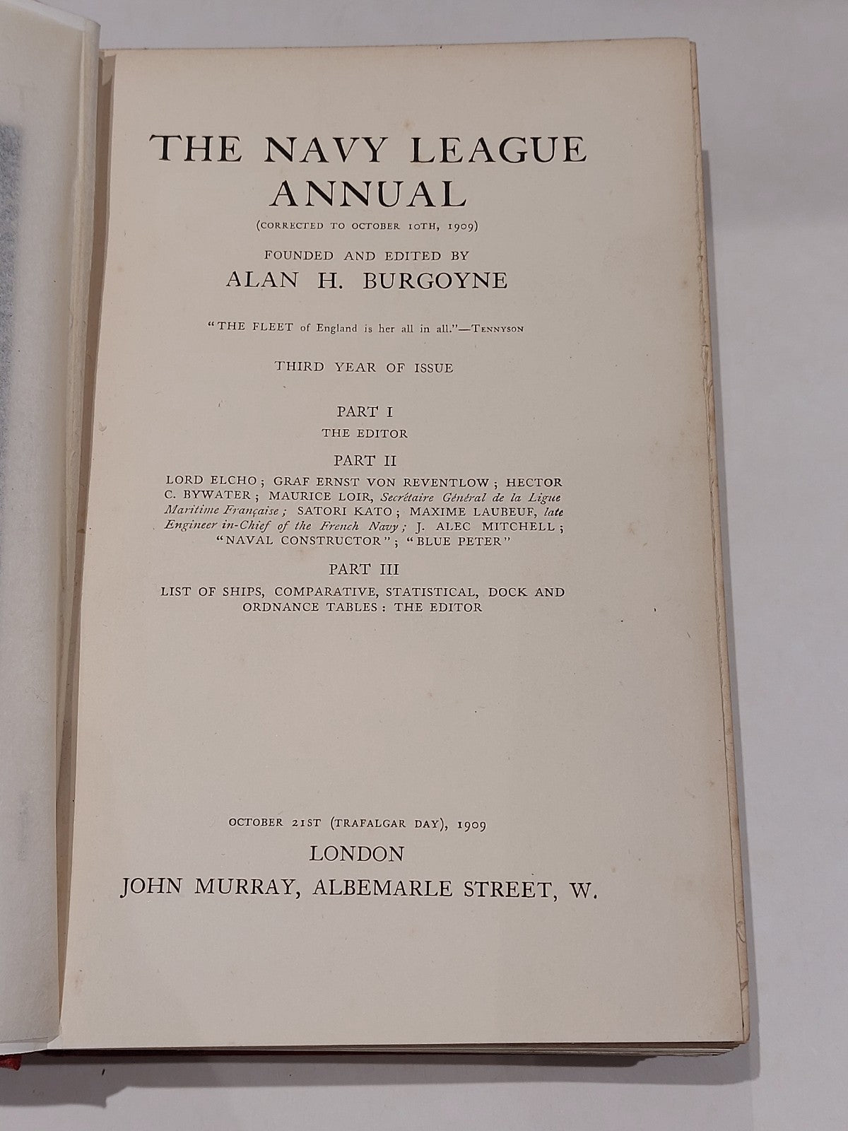 190910 Navy League Annual By Alan H. Burgoyne [John Murray] Hb Book2